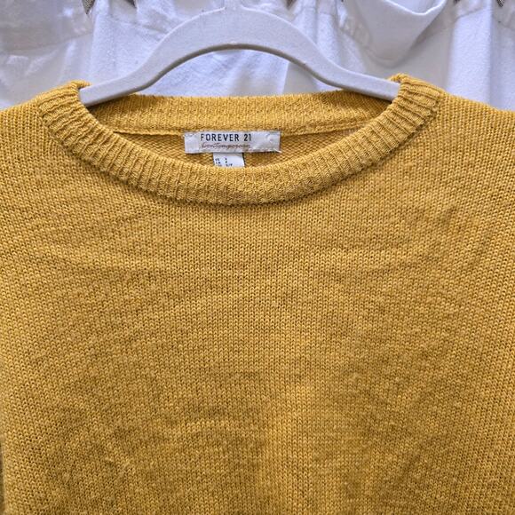 Forever 21 Contemporary yellow knit ruffle long sleeve sweater crew neck small - Picture 3 of 11